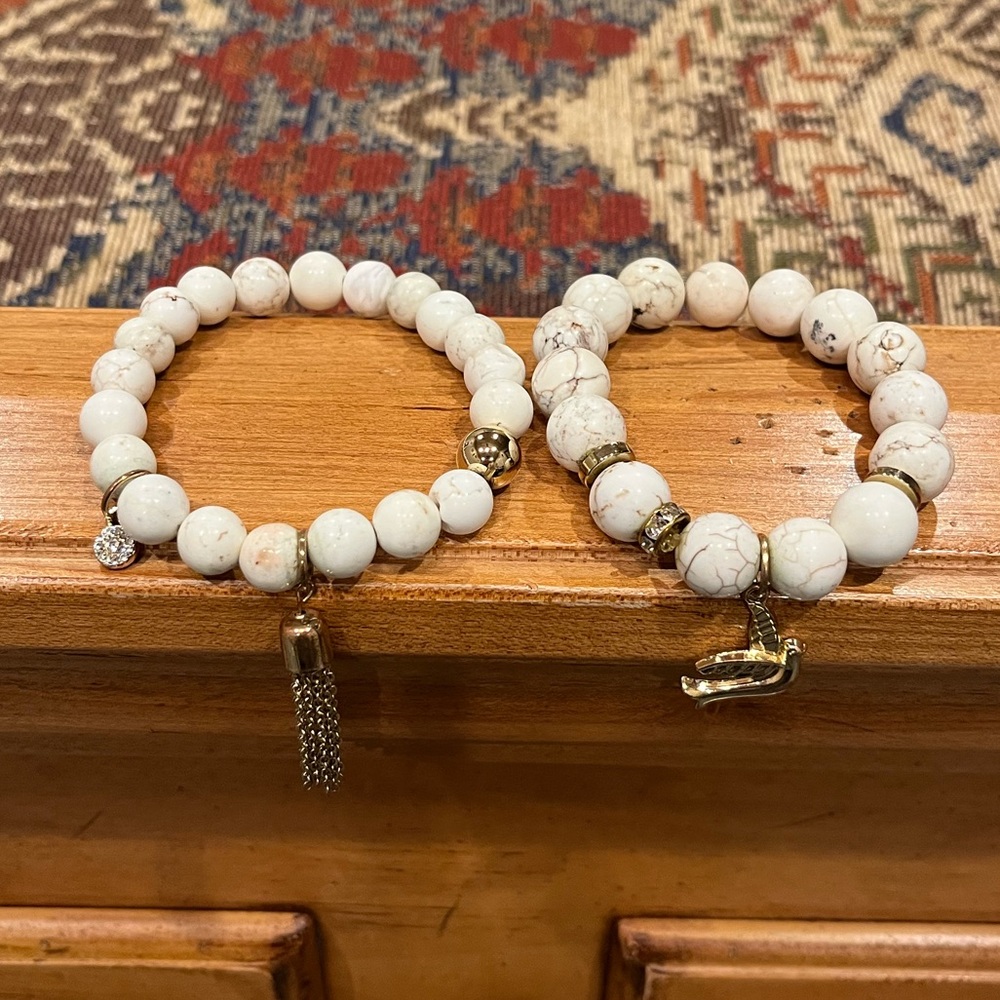 Marble Bead Bird Charm Bracelets